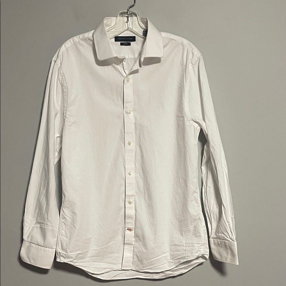 Tommy Hilfiger White Slim Fit Button Down Shirt Size 15 1/2 neck.